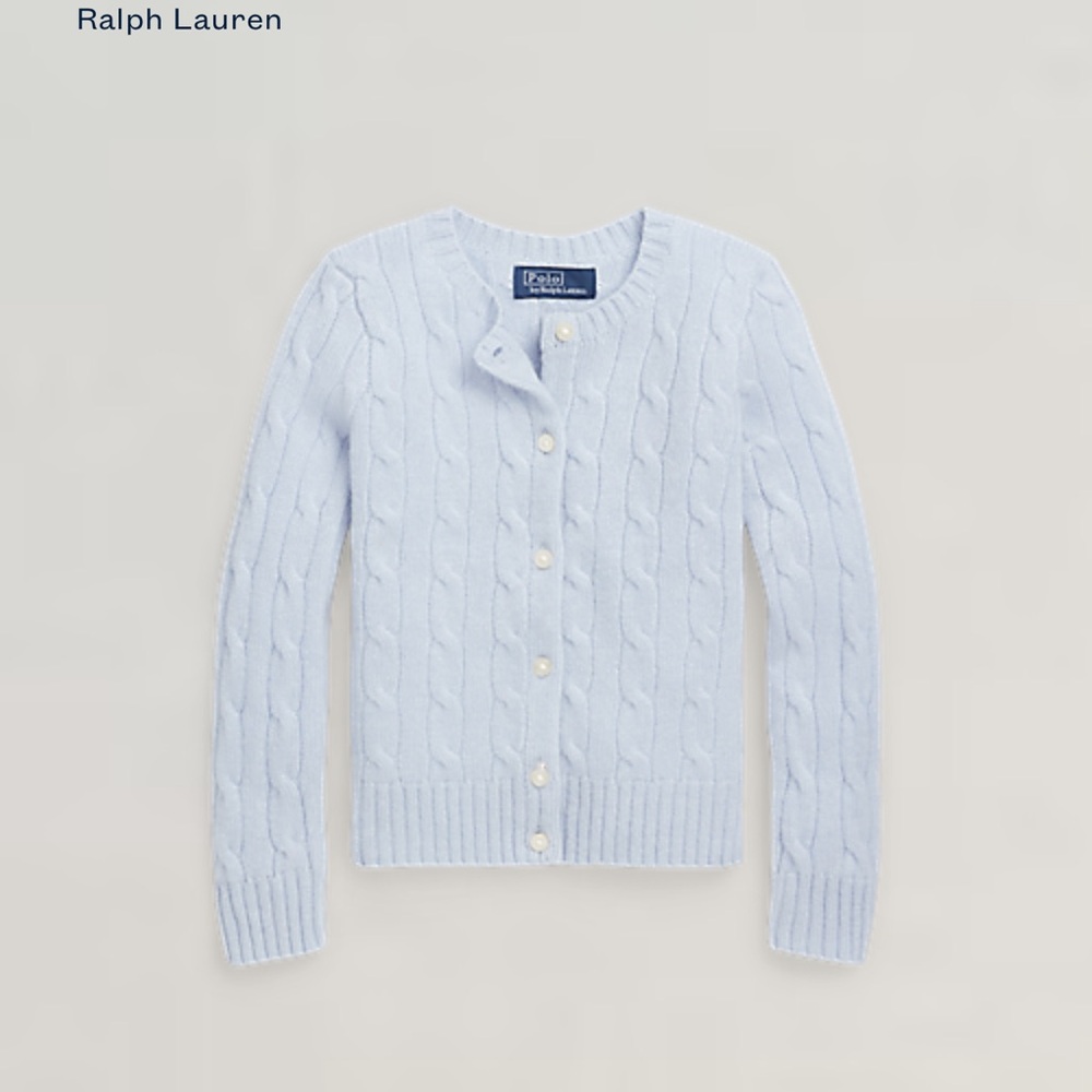 Polo Ralph Lauren Girl Soft Blue Cable Cardigan